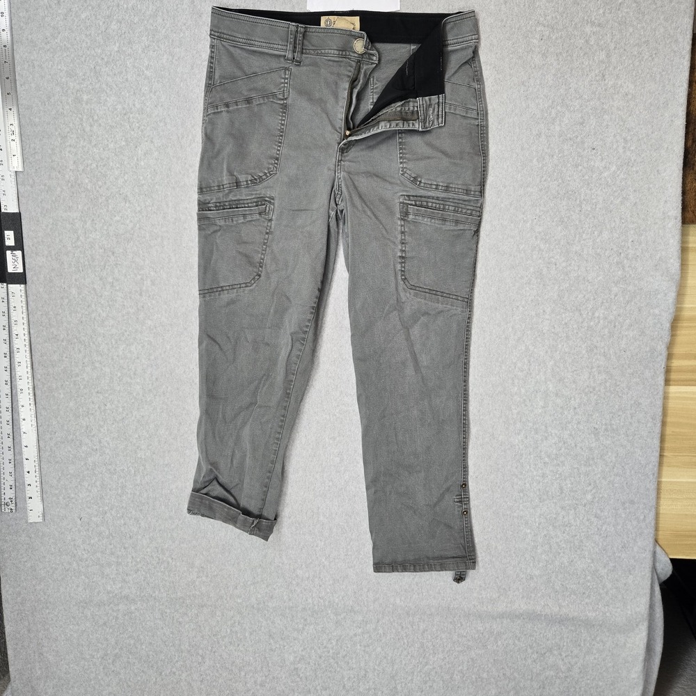 Democracy Women‎ Pants 16 Gray Cargo Twill Button Zipper 28" Inseam Outdoor